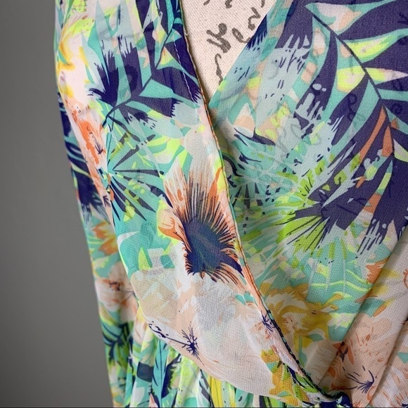 ACEVOG Tropical Floral Chiffon Beach Swimsuit Coverup Maxi Dress - Picture 7 of 10